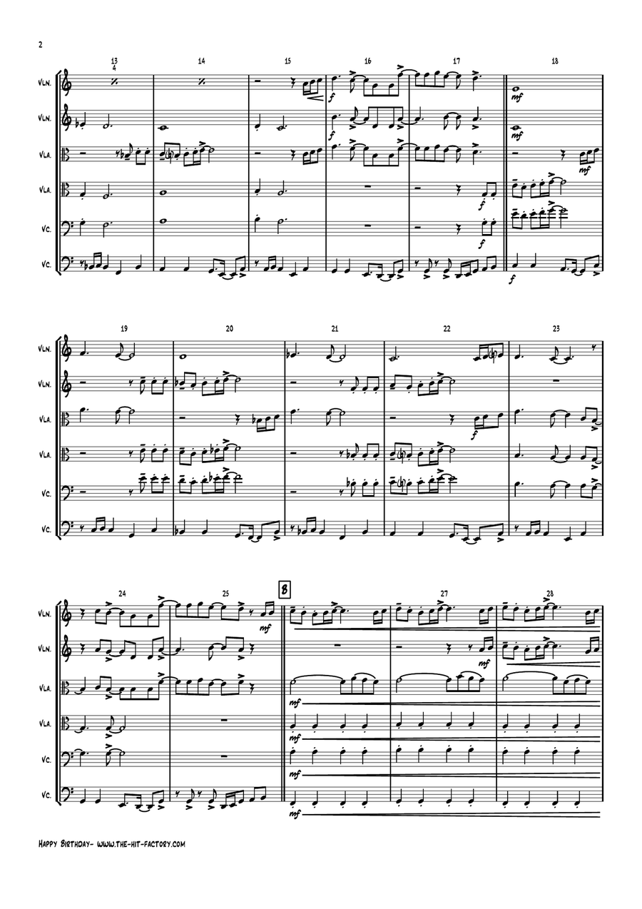 Happy Birthday String Quintet scores gallery preview page 2