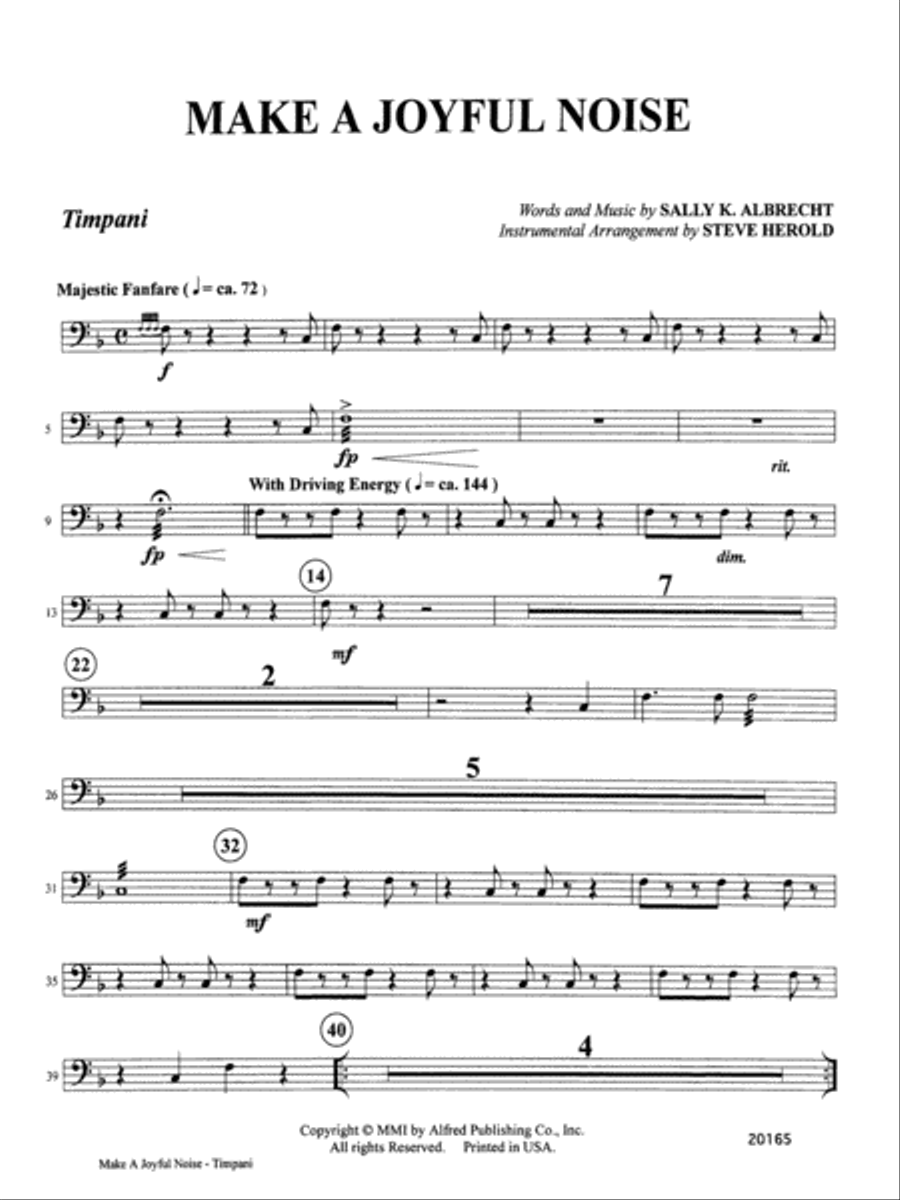 Make a Joyful Noise: Timpani Percussion scores gallery preview page 1