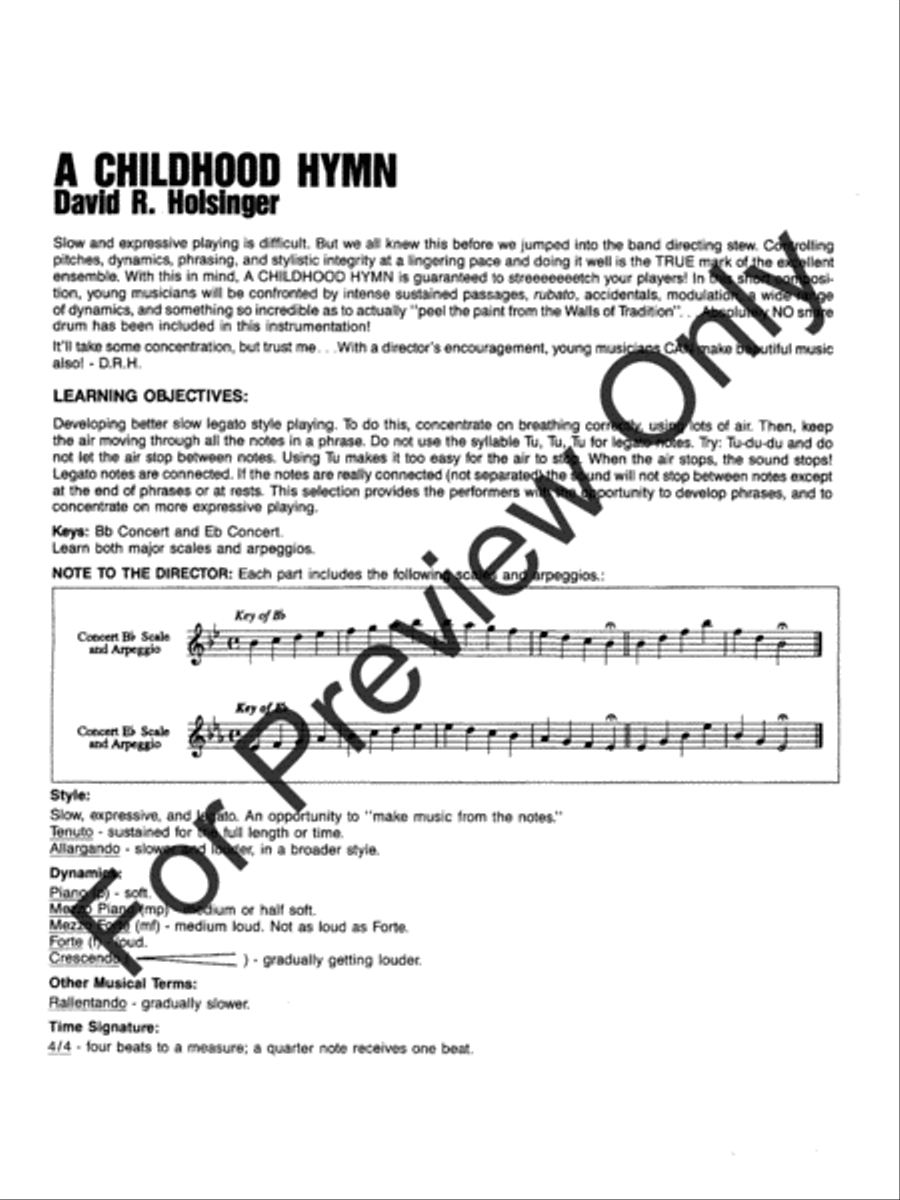 A Childhood Hymn Concert Band scores gallery preview page 3