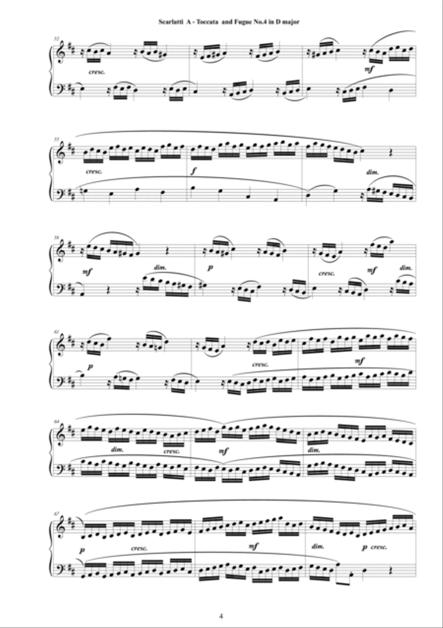 Scarlatti A - Toccata and Fugue No.4 in D major with Giga for Piano Piano Solo scores gallery preview page 4