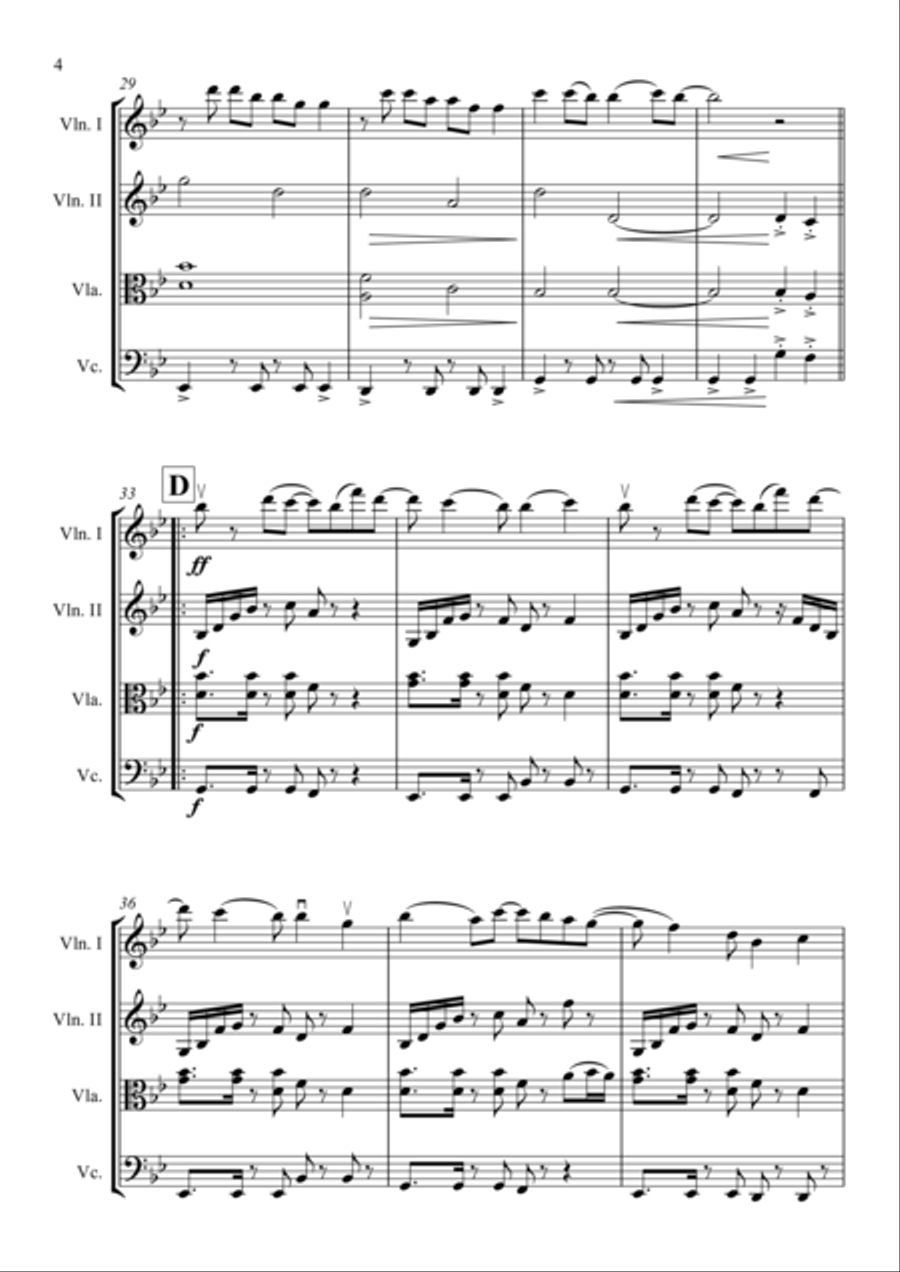 Rather Be String Quartet scores gallery preview page 4
