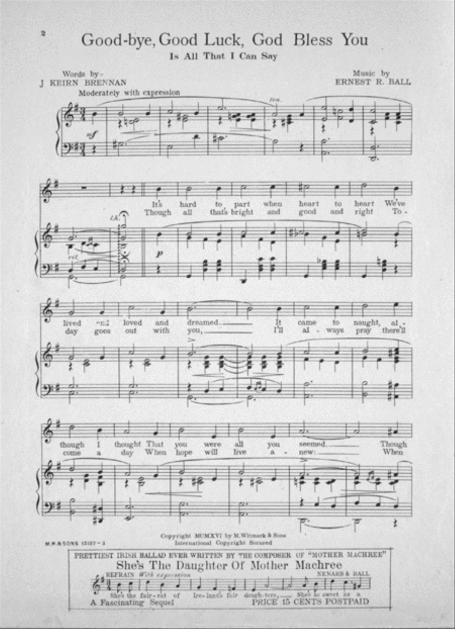 Good-Bye, Good Luck, God Bless You. Ballad Voice scores gallery preview page 2