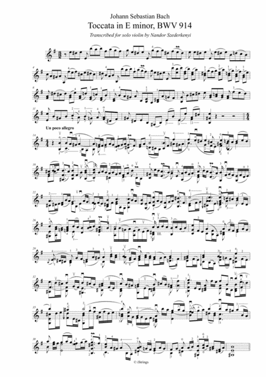 Toccata E minor for solo violin BWV 914