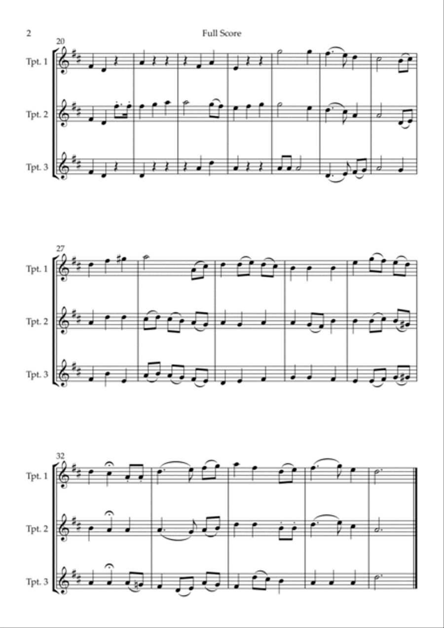 The Star Spangled Banner (USA National Anthem) for Trumpet in Bb Trio Trumpet Trio scores gallery preview page 2