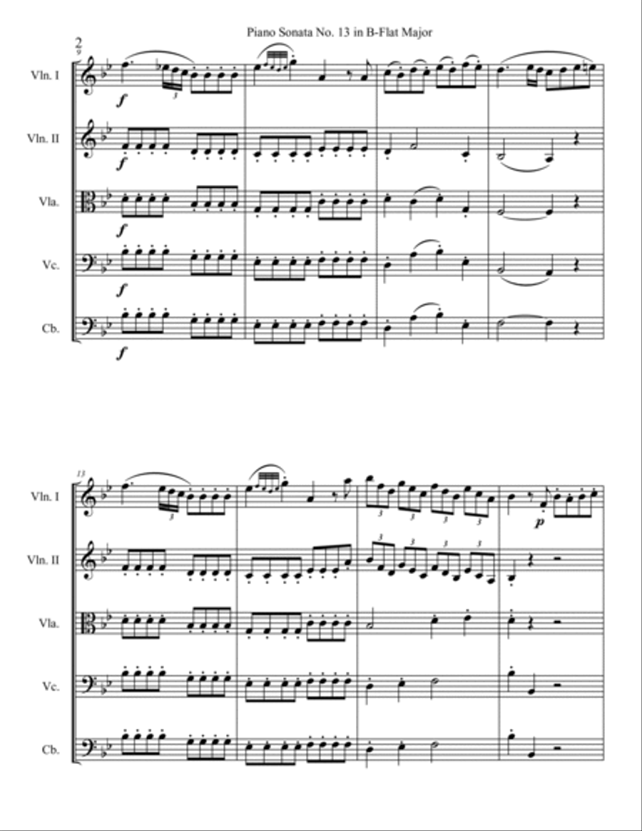 Piano Sonata No. 13, Movement 3 String Orchestra scores gallery preview page 2