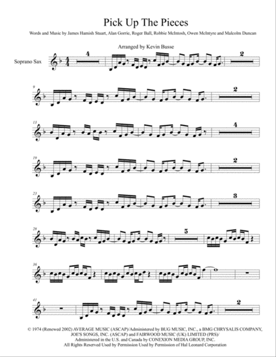 Pick Up The Pieces Soprano Saxophone scores gallery preview page 1