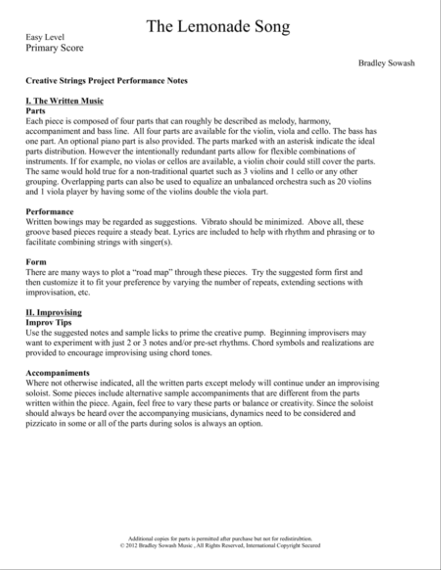 Lemonade Song - Creative Strings String Orchestra scores gallery preview page 3