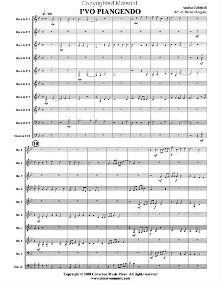 I'vo Piangendo I'vo Piangendo Large Ensemble scores gallery preview page 2