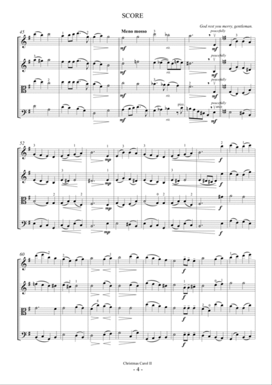 Christmas Carol Medley II (For String Quartet) String Quartet scores gallery preview page 4