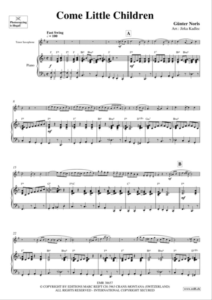 Come Little Children Tenor Saxophone scores gallery preview page 4