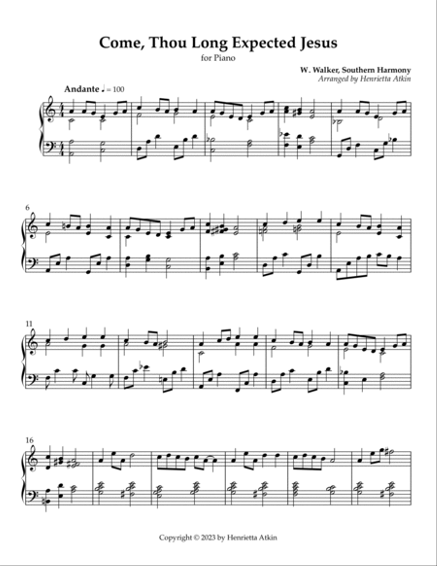 Come, Thou Long Expected Jesus Piano Solo scores gallery preview page 2