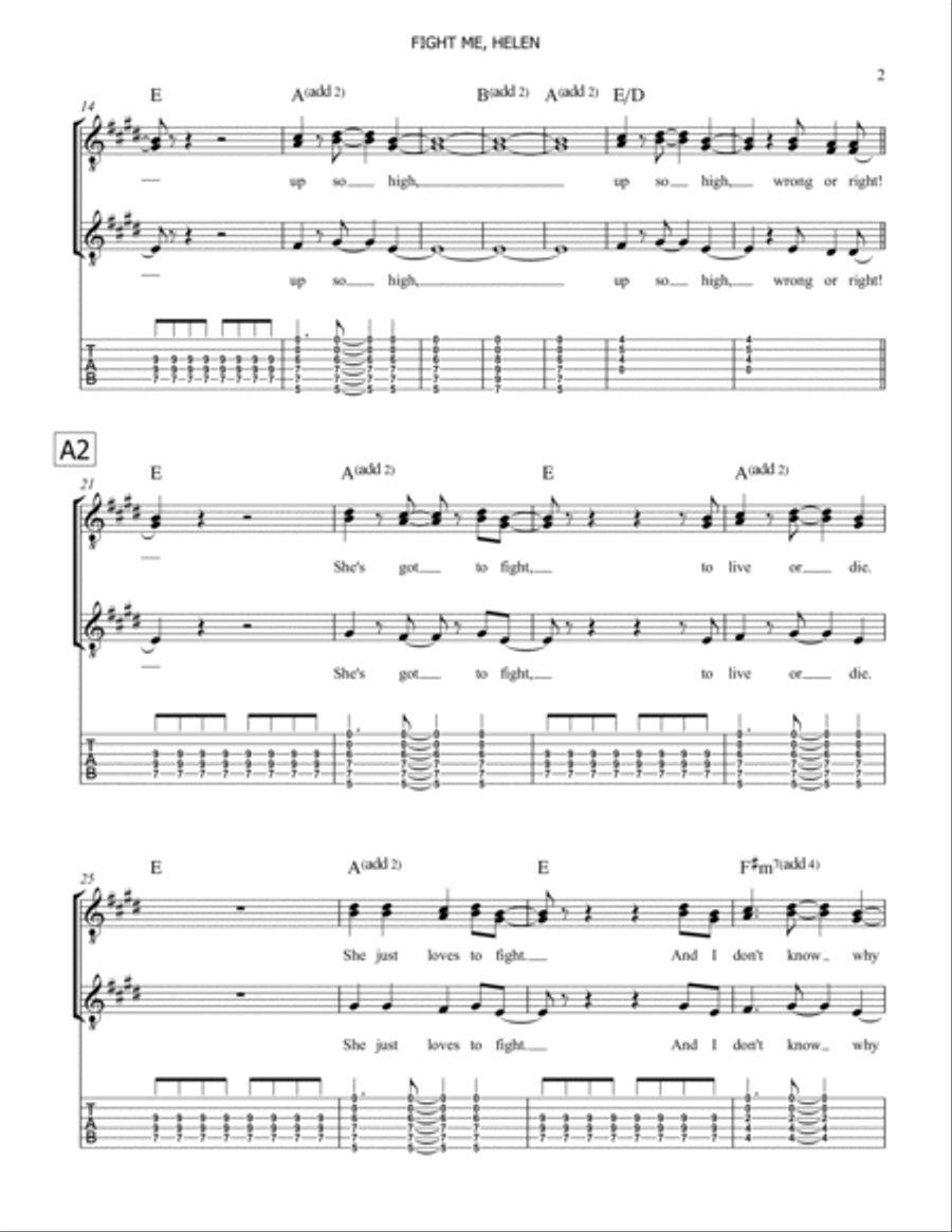 Fight Me, Helen Fight Me, Helen Electric Guitar scores gallery preview page 2
