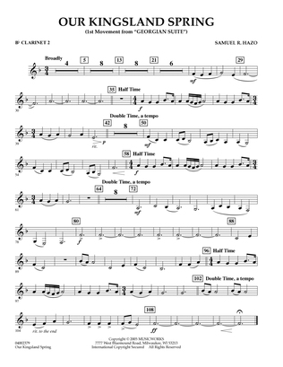 Our Kingsland Spring (Movement I of "Georgian Suite") - Bb Clarinet 2