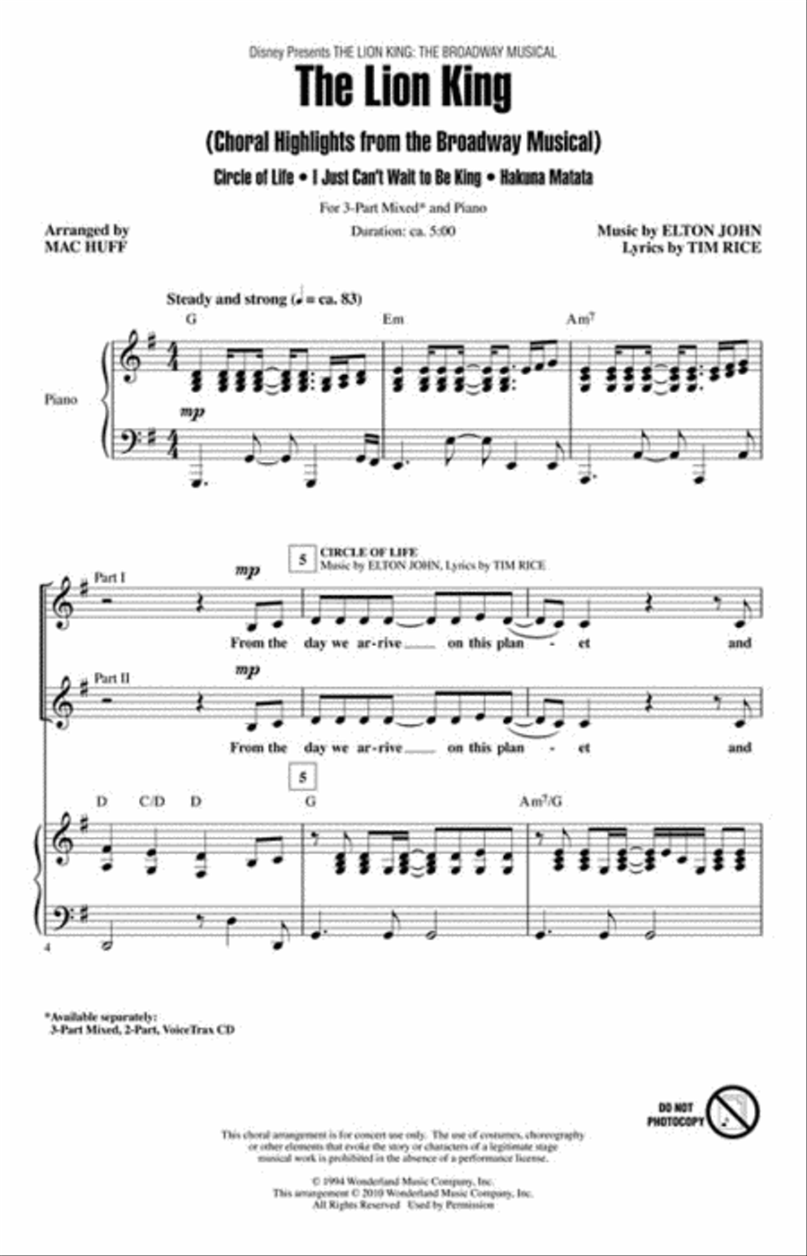 The Lion King Choir scores gallery preview page 2