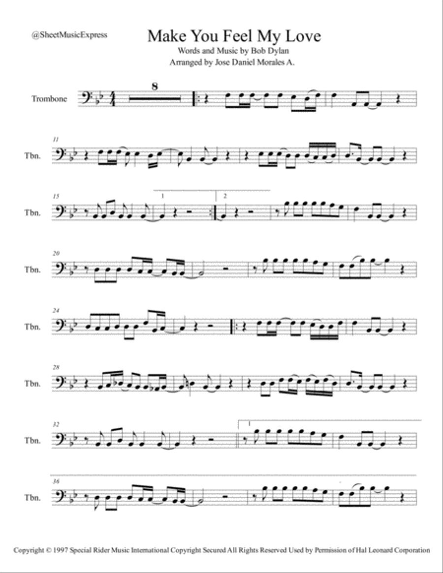 Make You Feel My Love Trombone Solo scores gallery preview page 1