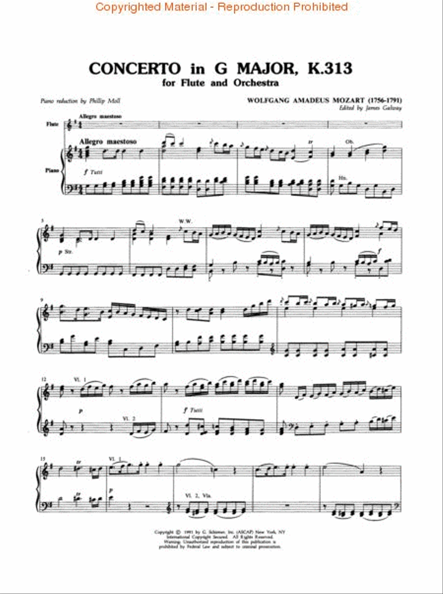 Concerto for Flute and Orchestra G major KV 313 Flute Solo scores gallery preview page 2