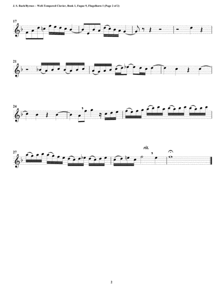 Fugue 09 from Well-Tempered Clavier, Book 1 (Conical Brass Quartet) image number null