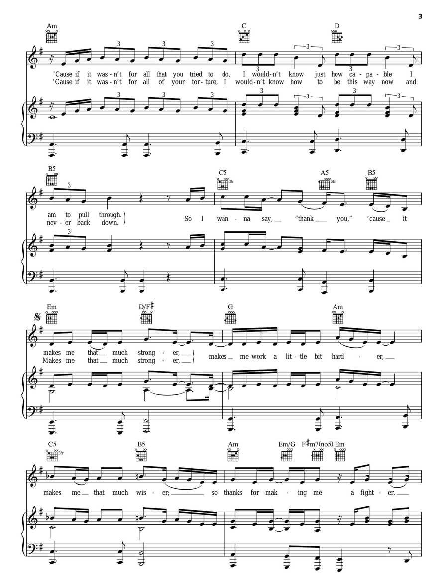 Fighter Piano, Vocal, Guitar scores gallery preview page 3