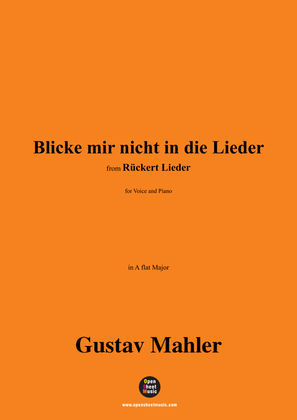 Book cover for G. Mahler-Blicke mir nicht in die Lieder,in A flat Major