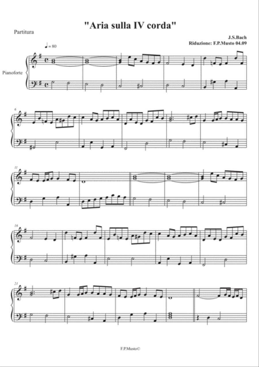 Aria sulla IV Corda Piano Solo scores gallery preview page 1