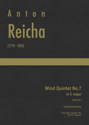 Book cover for Reicha - Wind Quintet No.7 in C major, Op.91 No.1