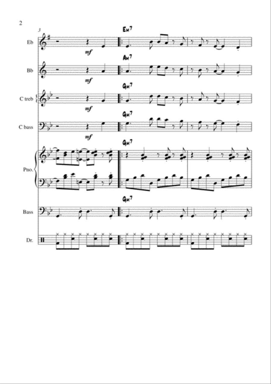 God Rest Ye Merry Gentlemen (bossa) Jazz Ensemble scores gallery preview page 2