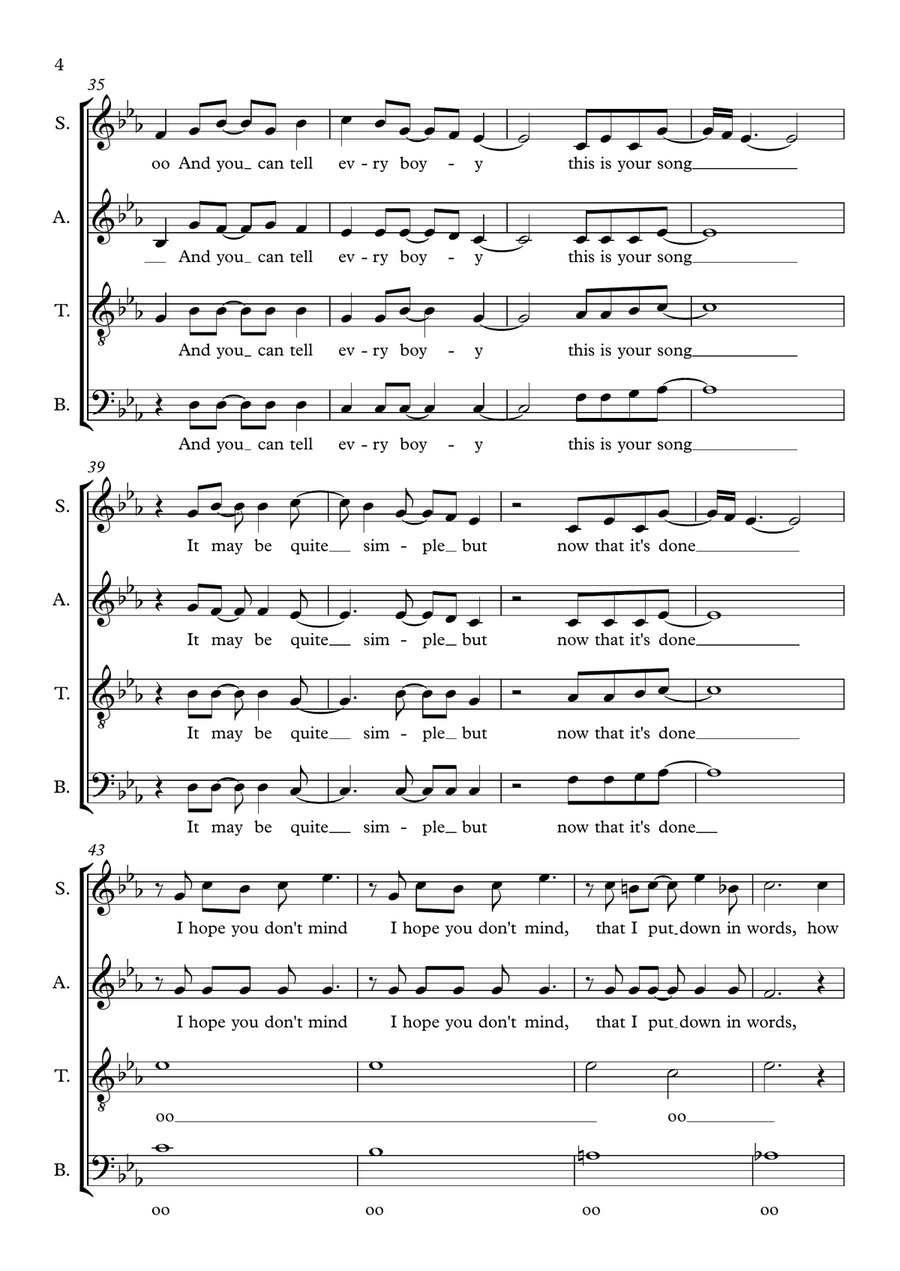 Your Song Your Song 4-Part scores gallery preview page 4