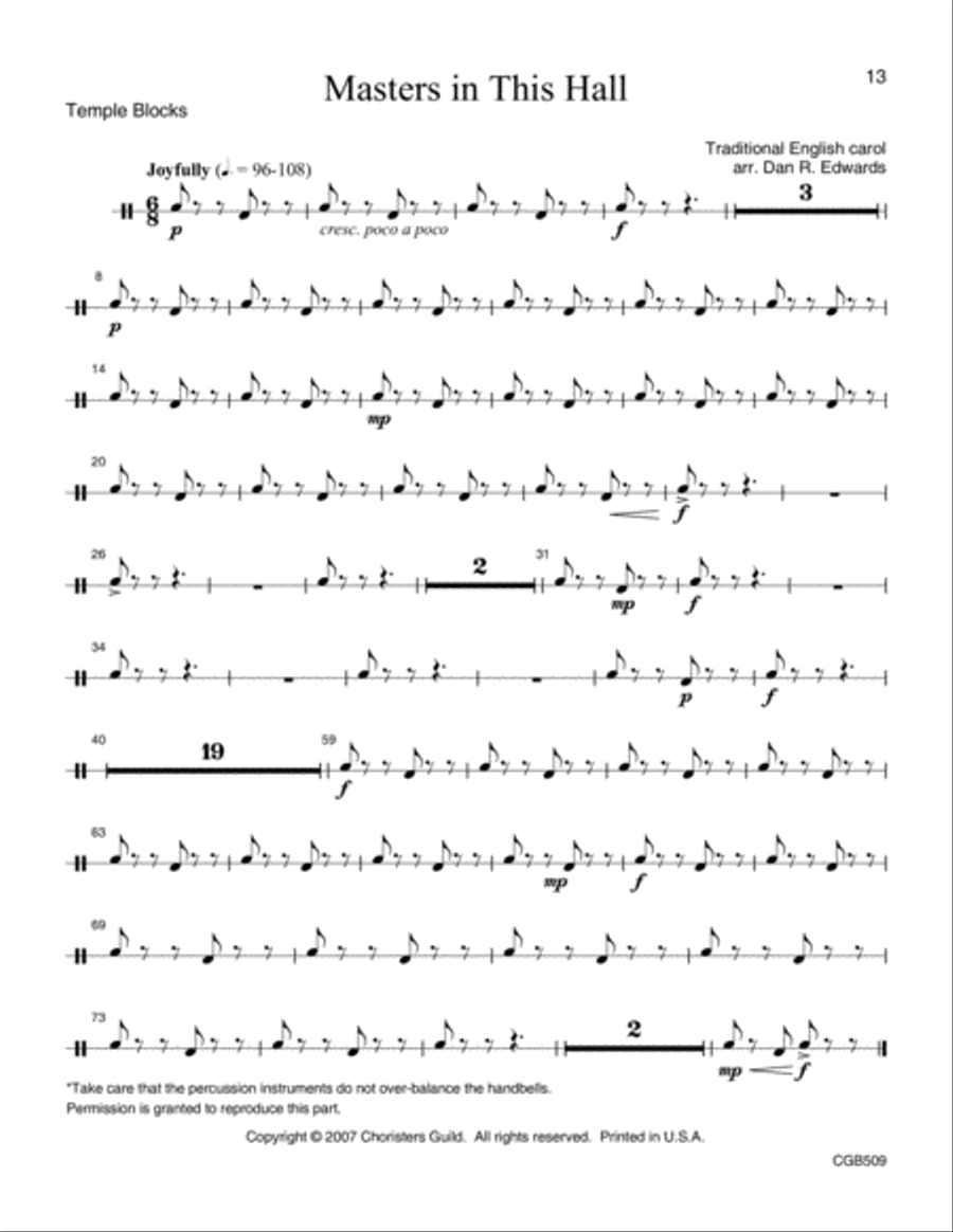 Masters in this Hall Full Score Handbell Choir scores gallery preview page 7