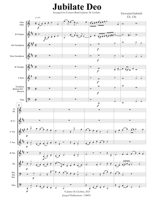 Gabrieli: Jubilate Deo Ch. 136 for Concert Band