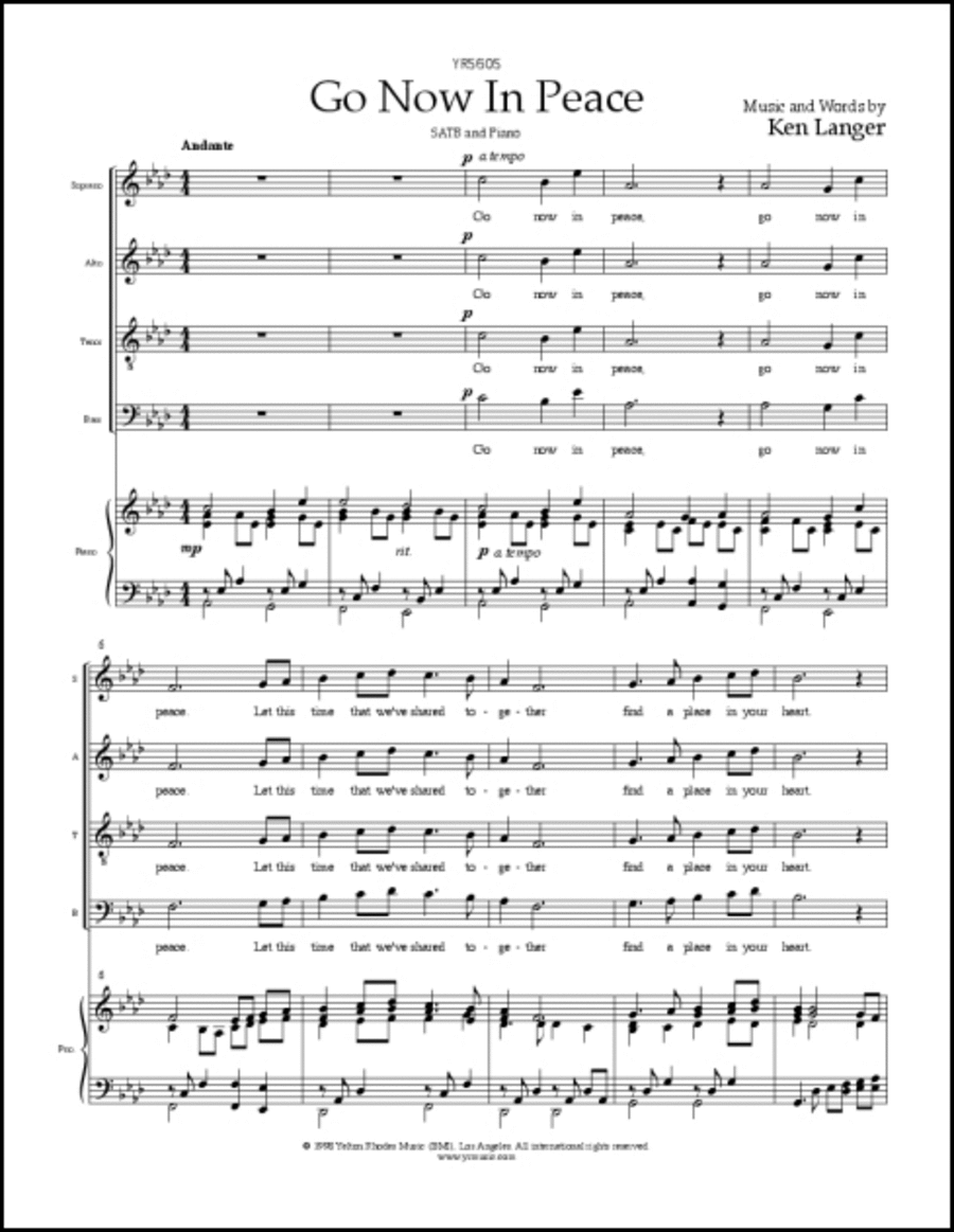 Go Now in Peace 4-Part scores gallery preview page 1