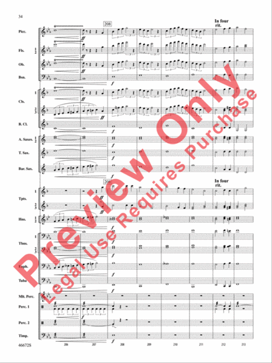 Variants on an English Sea Song Concert Band scores gallery preview page 35