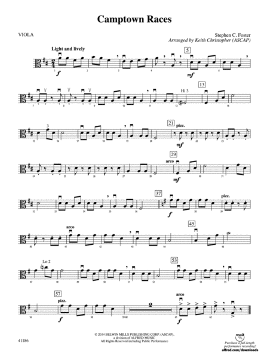 Camptown Races: Viola String Orchestra scores gallery preview page 1