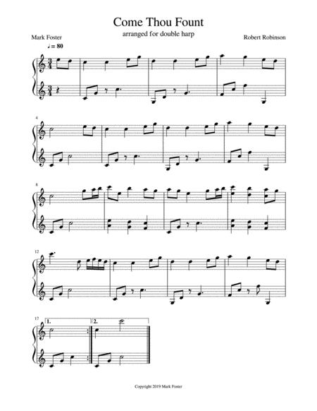 Come Thou Fount - Beginner Version - Double or Single Strung Harp image number null