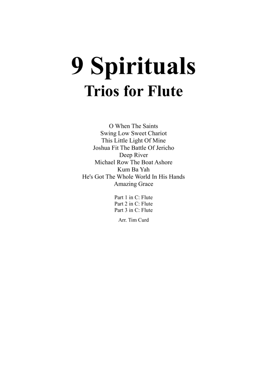 9 Spirituals, Trios For Flute Woodwind Trio scores gallery preview page 1