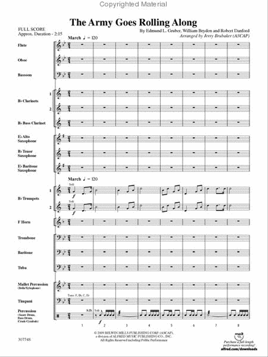 The Army Goes Rolling Along Concert Band scores gallery preview page 2