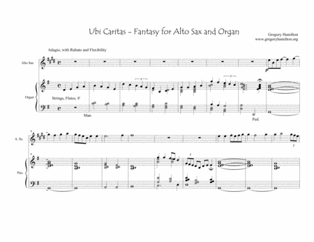 Ubi Caritas, A Fantasy for Alto sax and Organ image number null
