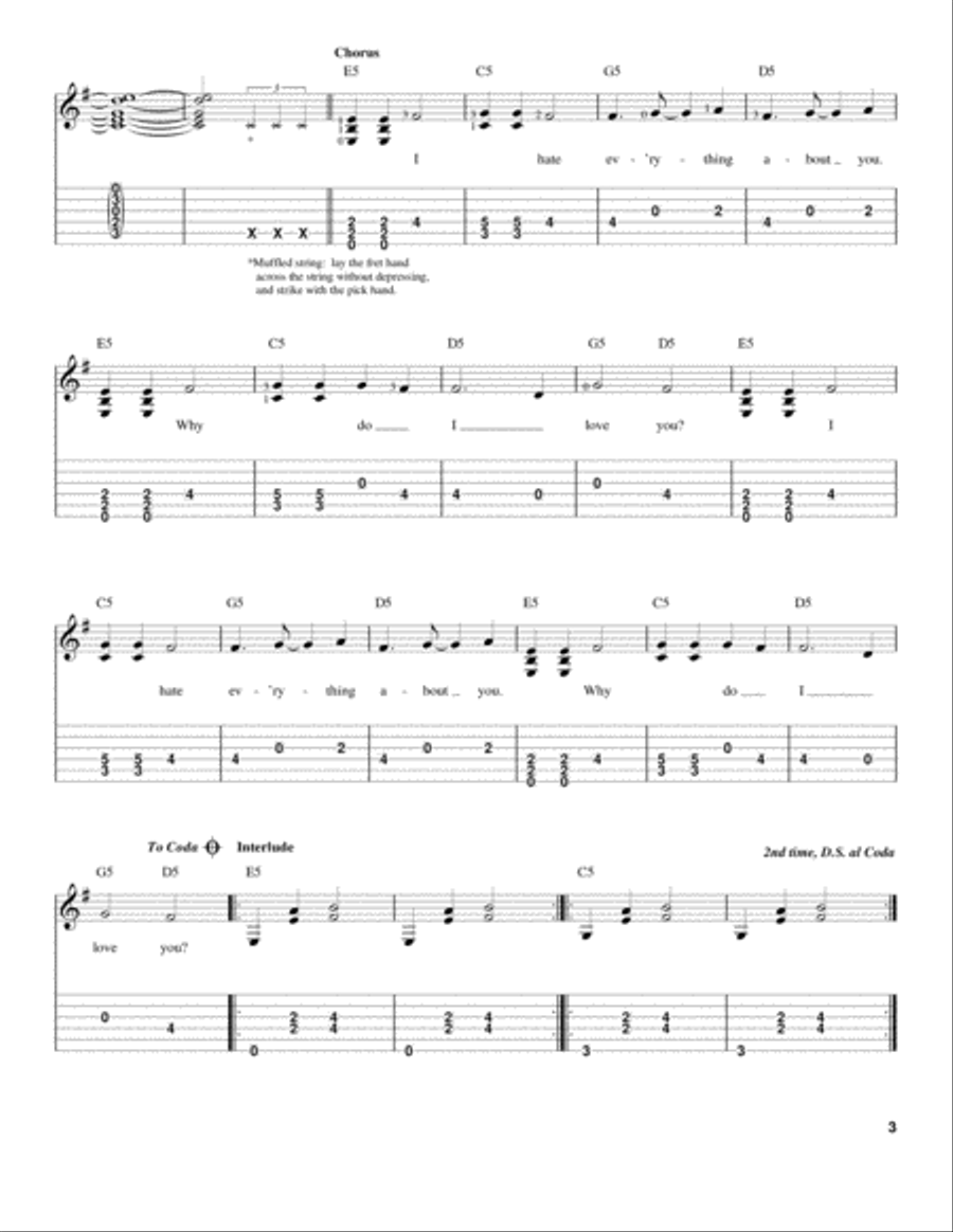 I Hate Everything About You Acoustic Guitar scores gallery preview page 3