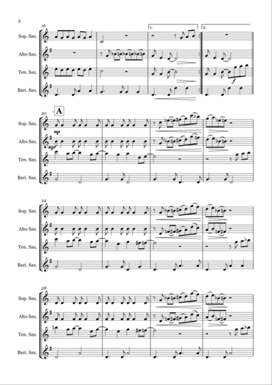 You Never Can Tell Saxophone Quartet scores gallery preview page 2