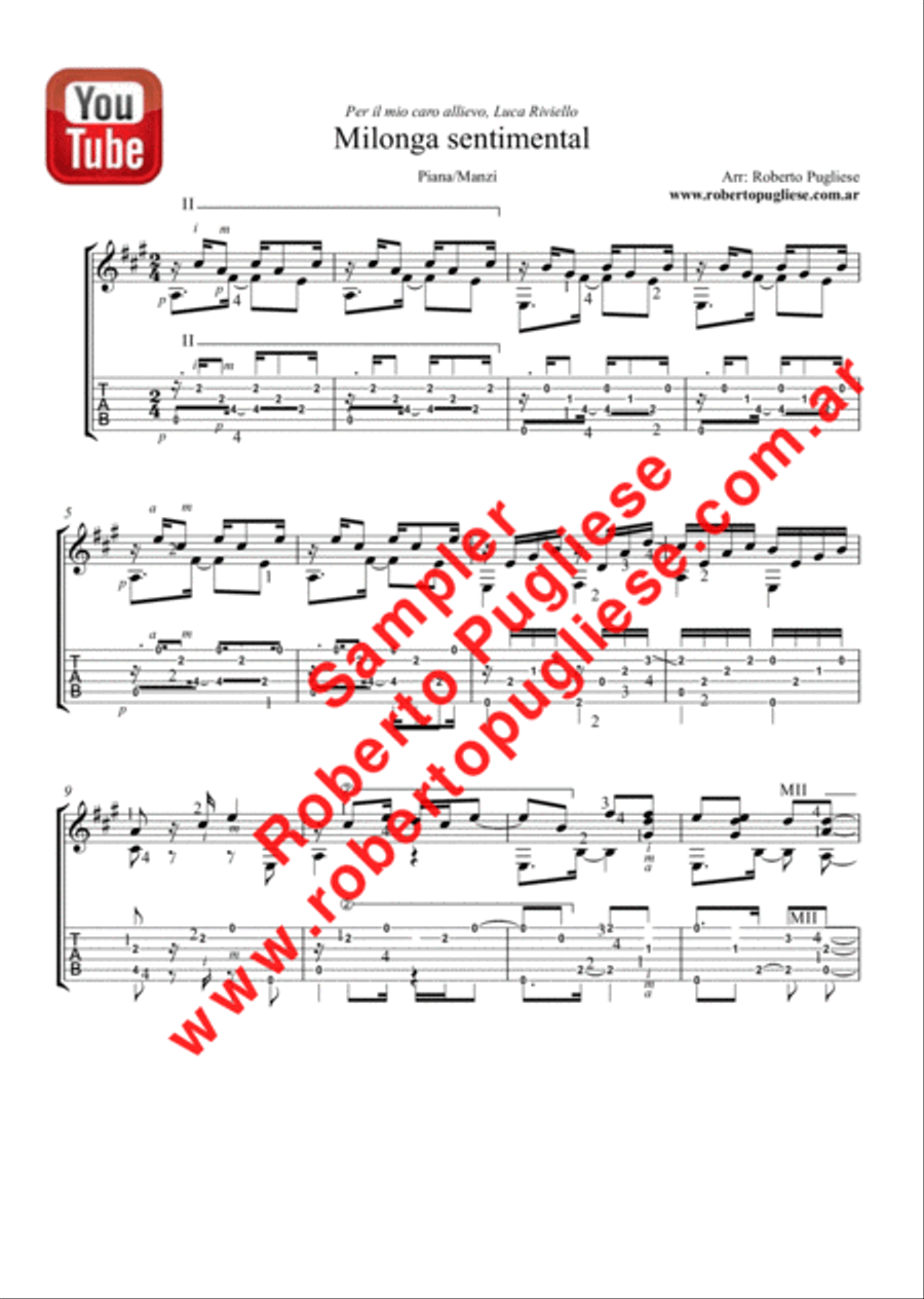 10 wonderful TANGOS for guitar by Roberto Pugliese - Volumen 4 Classical Guitar scores gallery preview page 3