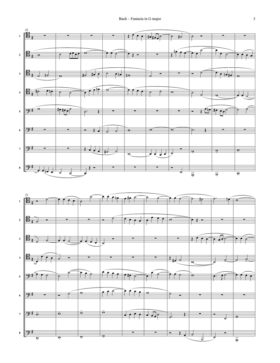 Fantasia in G major BWV 572 for 8-part Trombone Ensemble Brass Ensemble scores gallery preview page 3