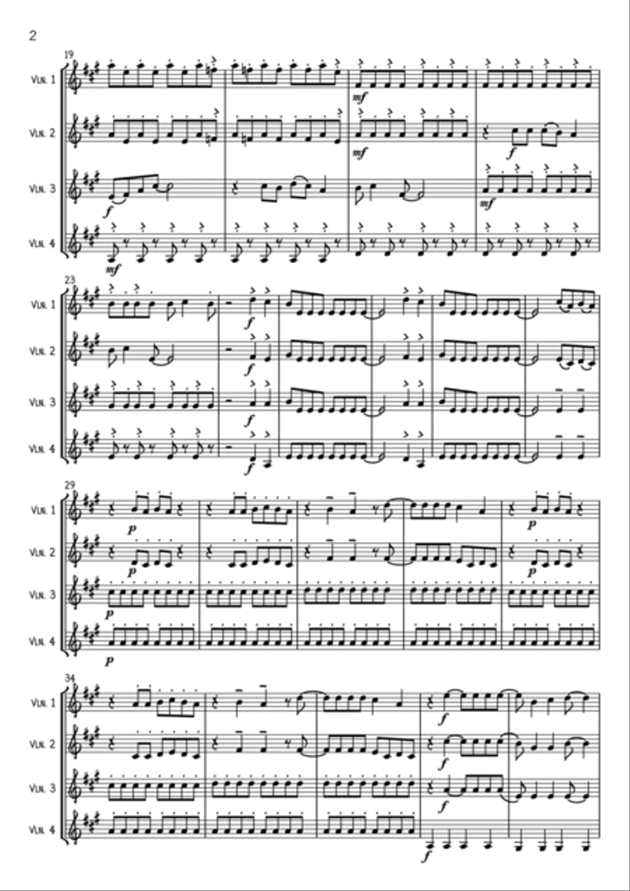 Mamma Mia Mamma Mia String Quartet scores gallery preview page 2
