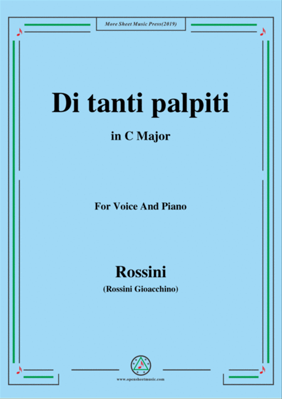 Rossini-Di tanti palpiti,from 'Tancredi',in C Major,for Voice and Piano Voice Solo scores gallery preview page 1