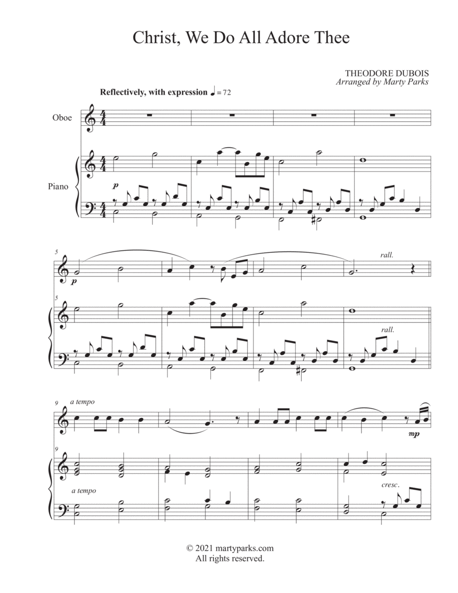 Christ, We Do All Adore Thee (Oboe-Piano) Piano scores gallery preview page 1