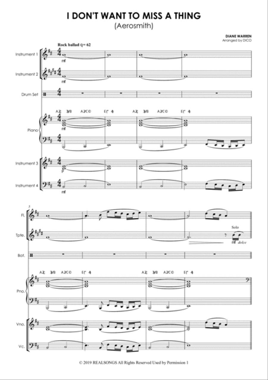 I Don't Want To Miss A Thing Piano scores gallery preview page 4