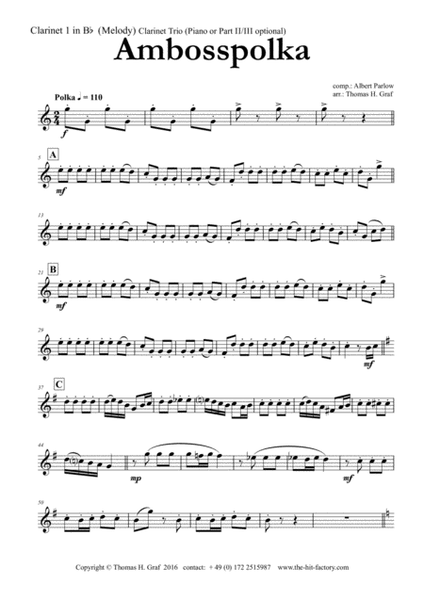 Amboss-Polka - German Polka - Oktoberfest - Clarinet Piano