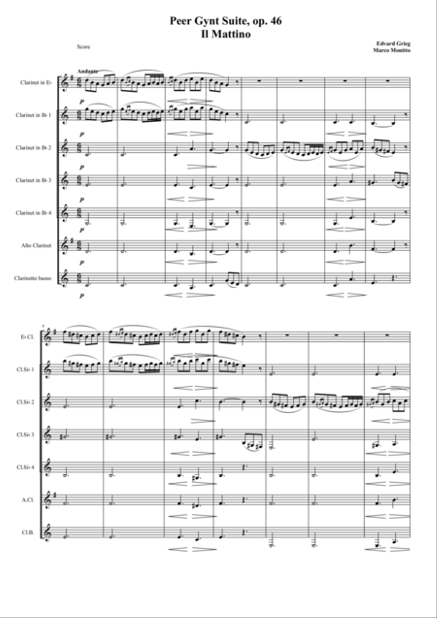 Peer Gynt Suite op. 46 Woodwind Quintet scores gallery preview page 1