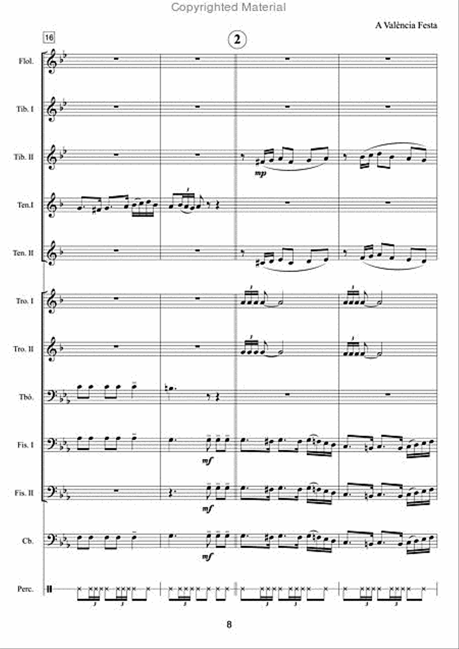 A València Festa: Ballet for Cobla, Piano and Percussion Brass Ensemble scores gallery preview page 6