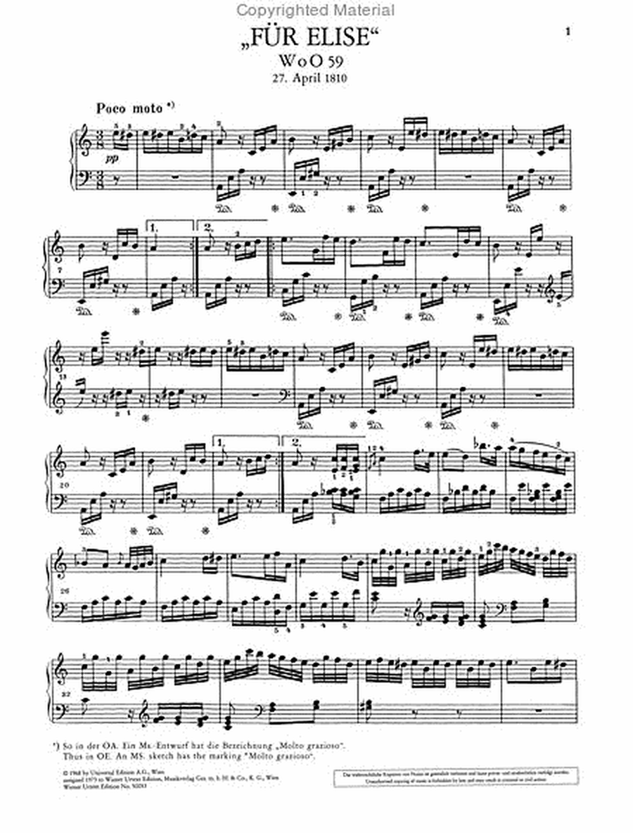 Fur Elise and Piano Piece in B flat major