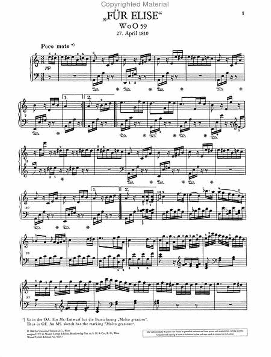 Fur Elise and Piano Piece in B flat major