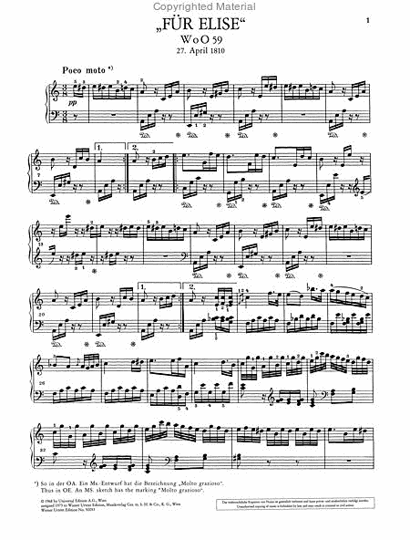 Fur Elise and Piano Piece in B flat major